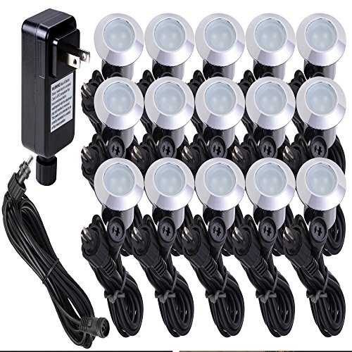 Yescom 15pcs Led Deck Light Outdoor Indoor Garden Step Stair Yard Landscape Cool White Lamp W Transformer