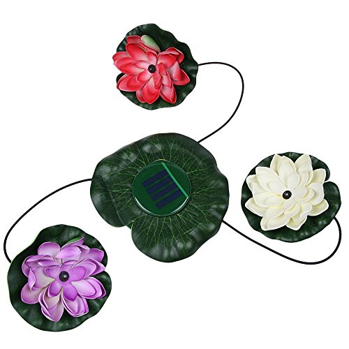 Waterproof Solar Powered Floating LED Lotus Light Flower Night Lamp For Garden Pond Fountain Pool Bird bath with Red Blue Green Led