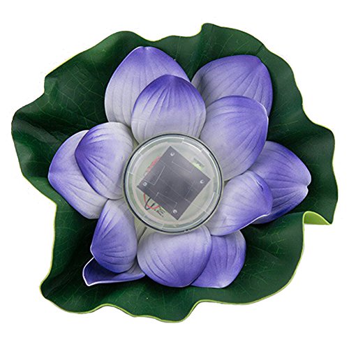 Whitelotous Solar Power Energy Floating LED Lotus Light Flower Lamp for Garden Pond Fountain Purple