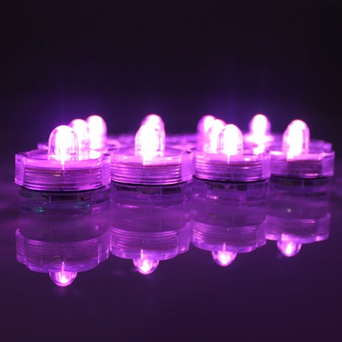 Agptek 24x Led Submersible Waterproof Weddingparty Xmas Floral Decoration Tea Vase Battery Light Candles-pink-purple