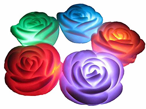Flameless Candles6-battery Powered Color Changing 7 Colors Led Romantic Rose Flower Night Light Candle