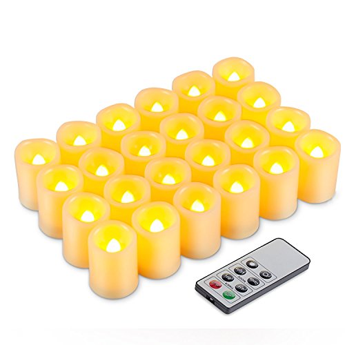 Kohree LED Votive Unscented Battery Powered Candles with Remote Control Timer 15-Inch-by-19-Inch Set of 24