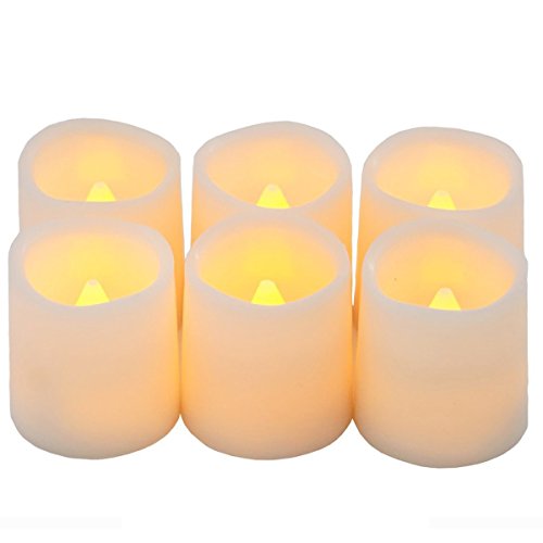 Real Wax Flameless Candle Megadream Flickering Divine LED Decoration Unscented and Ivory Votive Style Battery Powered Candles for Weddings Brides Parties Gifts Festival - Set of 6 Yellow Light