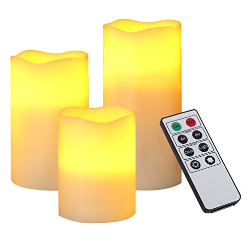 Songmics Flameless Candles With Remote Control Battery-powered Led Candles Waterproof Set Of 3 Uflc75d
