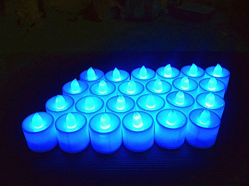 YIYU SUJIAO Battery-powered Flameless LED Tealight Candles Two Dozen Pack Blue