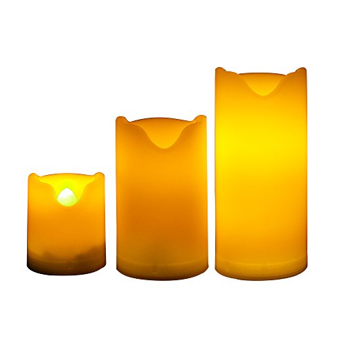 Candle Choice Set of 3 Long Lasting Indoor and Outdoor Flameless Candles with Timer Small Size LED Candles with Timer Battery-operated Candles with Timer Christmas Gifts Thanksgiving Gifts Mom Gifts Holiday Gifts Christmas Lights Holiday Lights