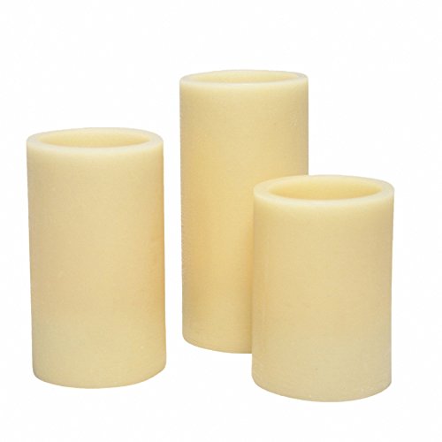 Candle Choice Set of Three 3 Even Edge Real Wax Flameless Candles with Timer Yellow