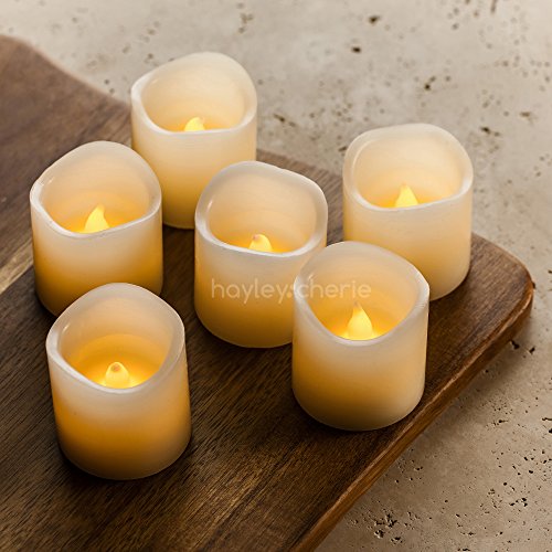 Hayley Cherie&reg - Led Wax Candles With Timer set Of 6 - Flameless 2&quot X 2&quot Ivory Candles - Flickering Amber Yellow