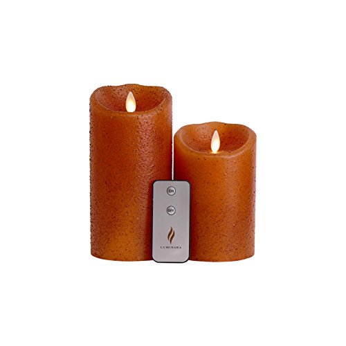 Set of 2 Luminara Primitive Flameless Candles 375x5 375x7 Luminara Flameless Candles with Timer Remote Control and Batteries Yam Country