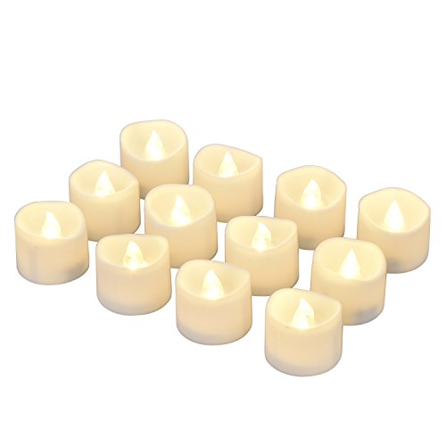 eLander LED Tea Lights Flameless Candle with Timer 6 Hours On and 18 Hours Off 14 x 16-Inch 12 Pieces White