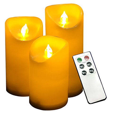 Candle Choice Set of 3 Outdoor Flameless Candles with Remote and Timer LED Pillar Candles Weatherproof Waterproof Battery Operated Candles Candles Long Battery Life Size 3x5 6 and 7