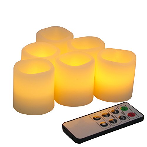 Candle Choice Set of 6 Real Wax Flameless Candles with Remote and Timer Flameless Votive Candles Battery Operated LED Votives with Remote and Timer Long Battery Life Size 2 D x 24 H