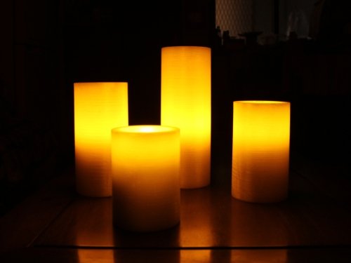 Ivory Flameless Real Wax Candles With Remote 4 5 6 And 8-inch Unscented Led Candles Of 4