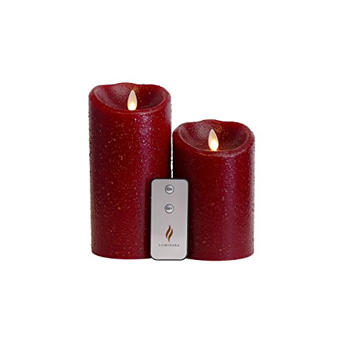 Set of 2 Luminara Primitive Flameless Candles 375x5 375x7 Luminara Flameless Candles with Timer Remote Control and Batteries Rio Red