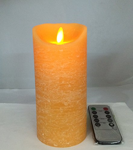 Dancing Flame Pillar Honey Orange Rustic Wax Led Candles Battery Operated 10-key Remote Control Flicker 315