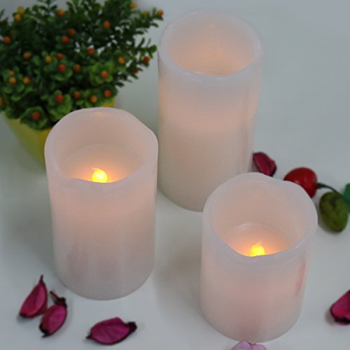 Electric Flameless Pillar Candles Set Led Flickering Battery Operated Candles With Multi Function Remoteamp Timer