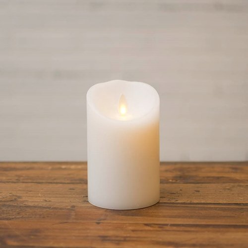 Luminara Wax Pillar Candle Battery Operated Moving Flame 4in White