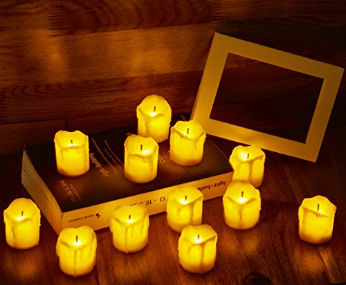 [pack Of 12] Waynewon Flameless Melting Wax Tealight Candles,unscented Light With Flickering Flame - Battery Powered