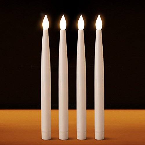 Bright Zeal Set Of 4 Flickering Flameless Taper Candles With Remote & Batteries (10.8" Tall) - Fake Candles With