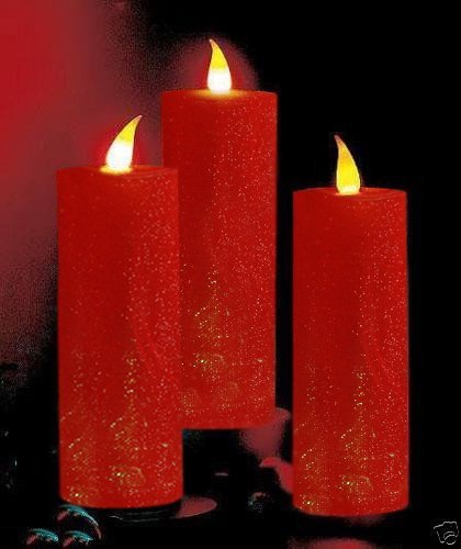 Flickering Flame Color-changing Led 24 Candle Set Pvc Christmas Lights Decoration - Red Color