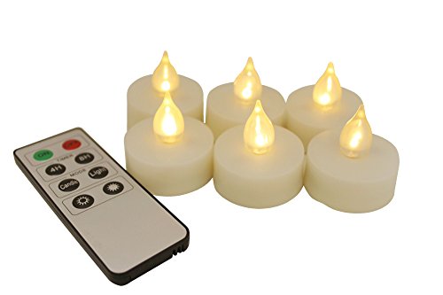 EcoGecko 87221-06 IndoorOutdoor Remote Controlled Flameless LED Tealight Candles Ivory Set of 6