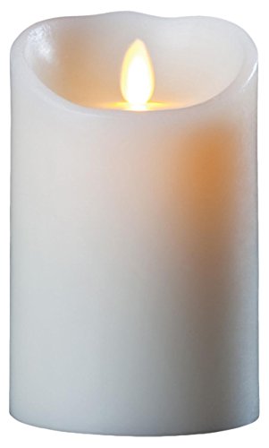 Darice LM355B Luminara Realistic Artificial Flame Pillar Candle with Timer 5-Inch Ivory