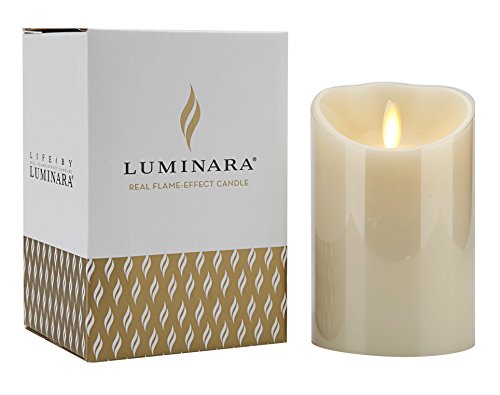 Luminara Flameless Candles 3 by 4-Inch Vanilla Scented Pillar Wax Candle with Timer