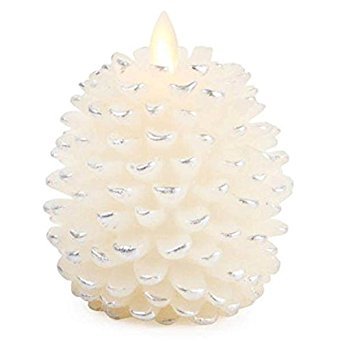 Luminara Pine Cone Candles 35 x 4 Unscented Battery Operated Luminara Flameless Candles with Timer White