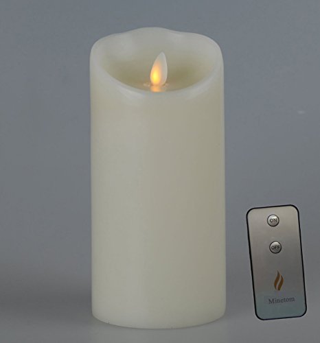 35x7 Lumina Flameless LED Candle -Remote Included- Real Wax Real Flickering Candle Motion - Vanilla Scented Ivory