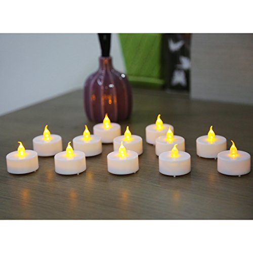 12 piece Set Flickering Flameless Tea Light Candles Battery-Operated LED Pillar Candles suitable festive Love occasions Weddings Birthdays Christmas parties Centerpieces for your dining table