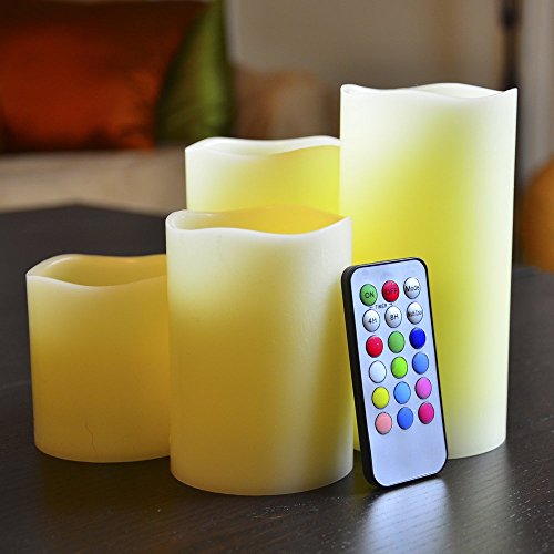 Flameless Led Illumicandle - 4 Nonflammable Wax Battery Operated Pillar Electric Candles - Multi Function Remote