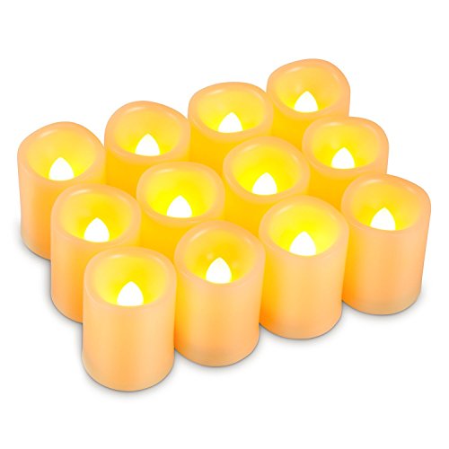 Kohree Timer Votive Flameless Candles Unscented Battery Operated Candles 6-Hours-Cycle Timer Set of 12 LED Pillar Candles