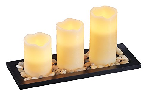 LED Candle Set 3 Pack Flameless Candles Pillar Shaped Lights - 3x3 3x4 and 3x5 No Timer