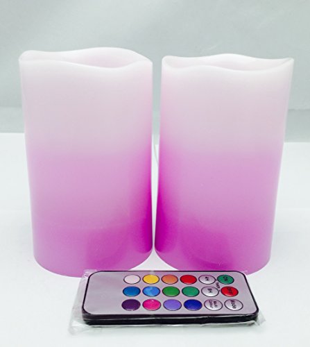 Led Pillar candles with Timerreal wax led lights with tri-layers purple colored with lavendar scented-Tall 5 inches2 of set-By Adoria