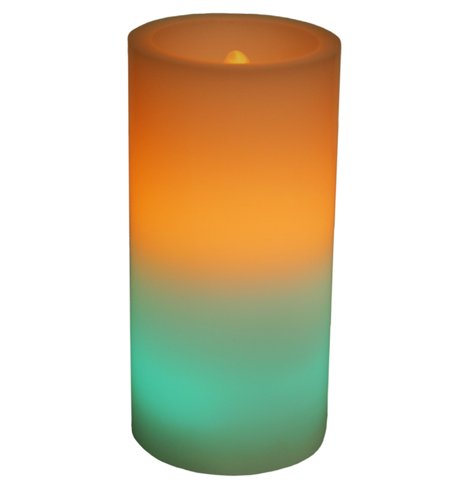 Mr Light Single 6in Flickering Amber Color-Changing Real Wax LED Pillar Candle with 3 way switch