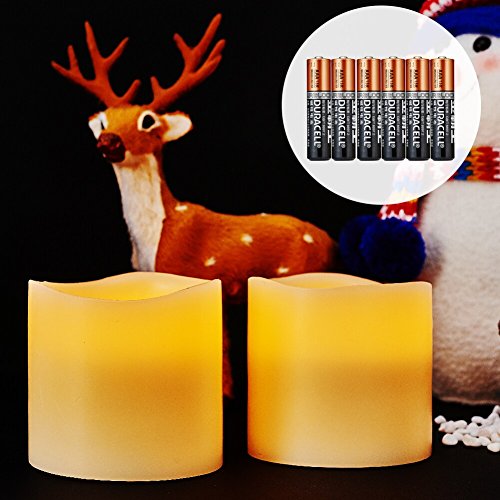 Vongem&reg Led Flickering Flameless Wax Candles With 6 Pcsaaa Batteries Included 3 Inches X 3 Inches Pillar Unscented