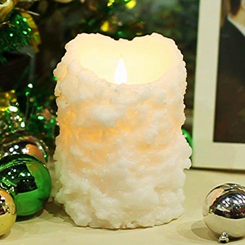 simplux Cake Shape Free-Flowing 3D Fireless Flame LED Pillar Candle with Remote Control Battery Operate4x6 White