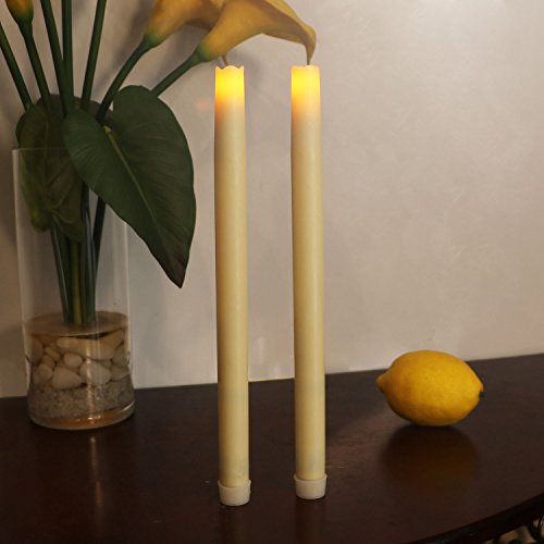 12 Inches Melted Led Taper Candles With Timerbattery Operatedivorypack Of 2