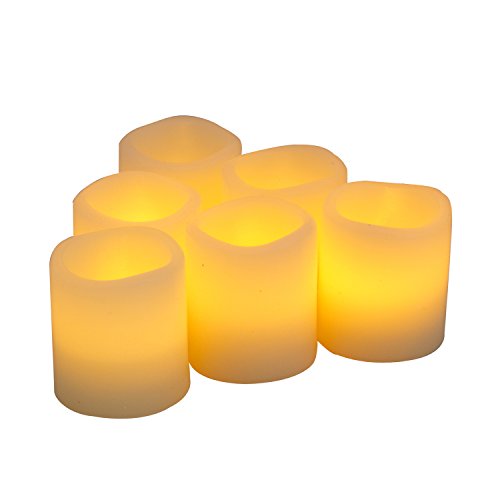 Candle Choice 6 Real Wax Flameless Candles with Timer Flameless Votives Battery Operated LED Candles Battery Powered Votives with Timer 200 Hours per CR2032 Battery Size 2 D x 24 H