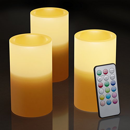 Flameless Candles With Timer And Remote - Real Looking Flickering Led Candles Battery Operated Set Of 3 Same Size