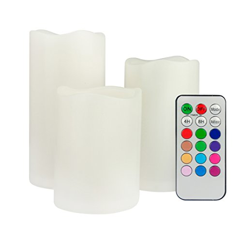 LUXONIC Electric Flameless Candles Set LED Battery Operated Romantic Safe Candle with Multi Function Remote Control Timer