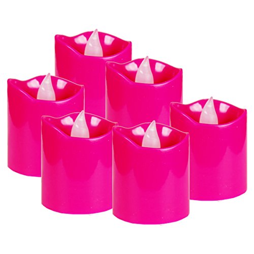 CYS EXCEL LED-12 Battery-powered Flameless LED Votive Candles Pack of 12 pcs - Fuchsia Case