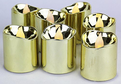CYS EXCEL LED-12 Battery-powered Flameless LED Votive Candles Pack of 12 pcs - Gold Case