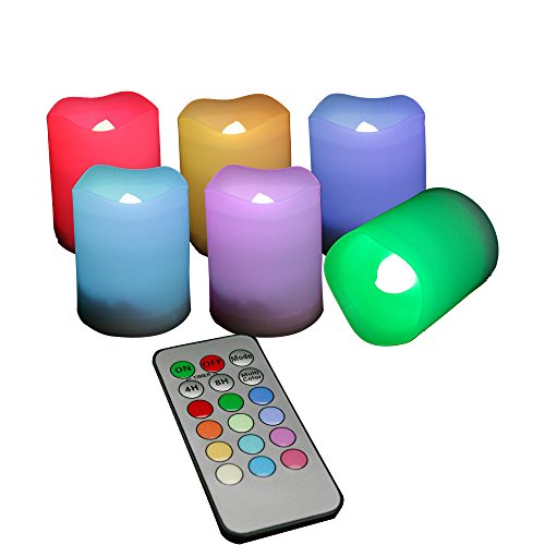 Candle Choice Set of 6 Indoor and Outdoor Remote Controlled Multi-color  Color Changing Flameless Votive Candles  LED Votive Candles Battery-operated Candles
