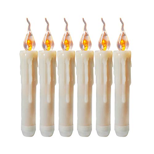 6PCS Led Taper Candles Flickering Battery Operated Taper Candle Light Led Flameless Candle for Seasonal Festive Decoration White