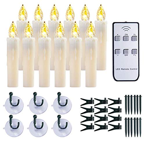Raycare 12 PCS LED Window Candles Battery Operated Taper Candle Lights Christmas Candles Warm White Perfect for Movie Theme Decoration Wedding Renewed
