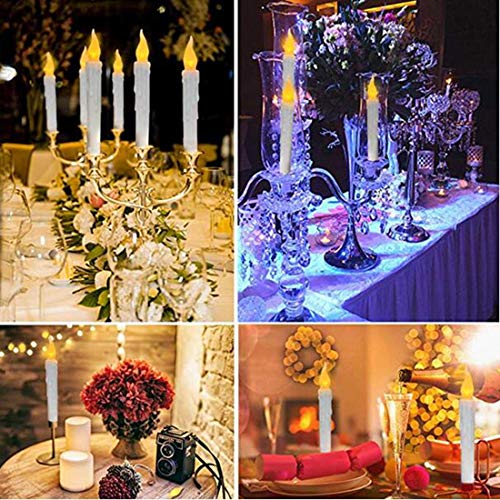 Realistic Flameless LED Taper CandleBattery Operated Yellow Flickering LED Candle with Remote ControlLong Lasting Lifes LED Candle for ChristmasPartyWeddingHalloweenTable DinningHome Decor