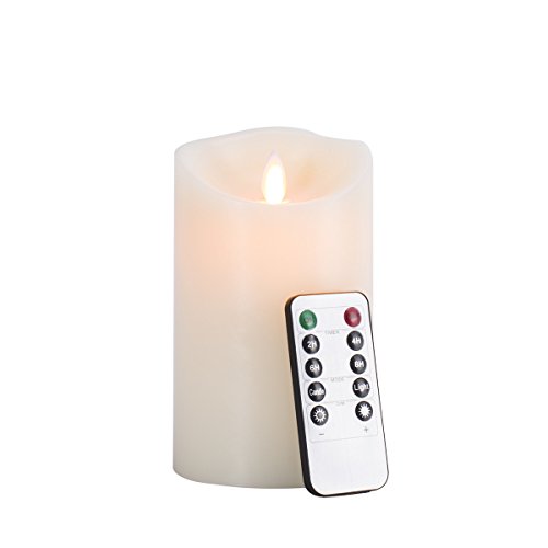 Calm life 35 x 6 Battery Operated Flickering Flameless Candle Uses 2C With Remote Timer Of 2468 Hours