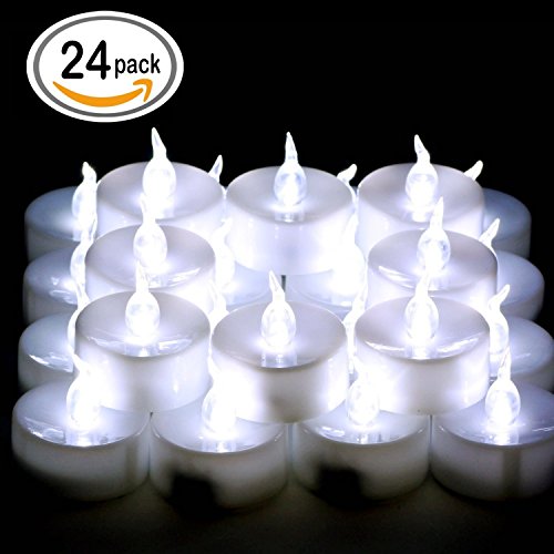 OMGAI 24 PCS LED Tea lights Candles Battery-Powered Small Bright Flickering Flameless Candles for Home Decoration - Cool White