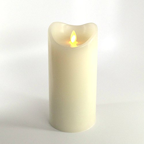 eCandle - Flamelike LED Flickering Flameless Candle with Timer 7 Inch x 35 Inch Unscented Wax Pillar Candle - Ivory